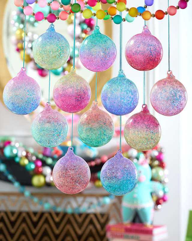 4" Iridescent Ombre Ball Christmas Ornament, Set of 12