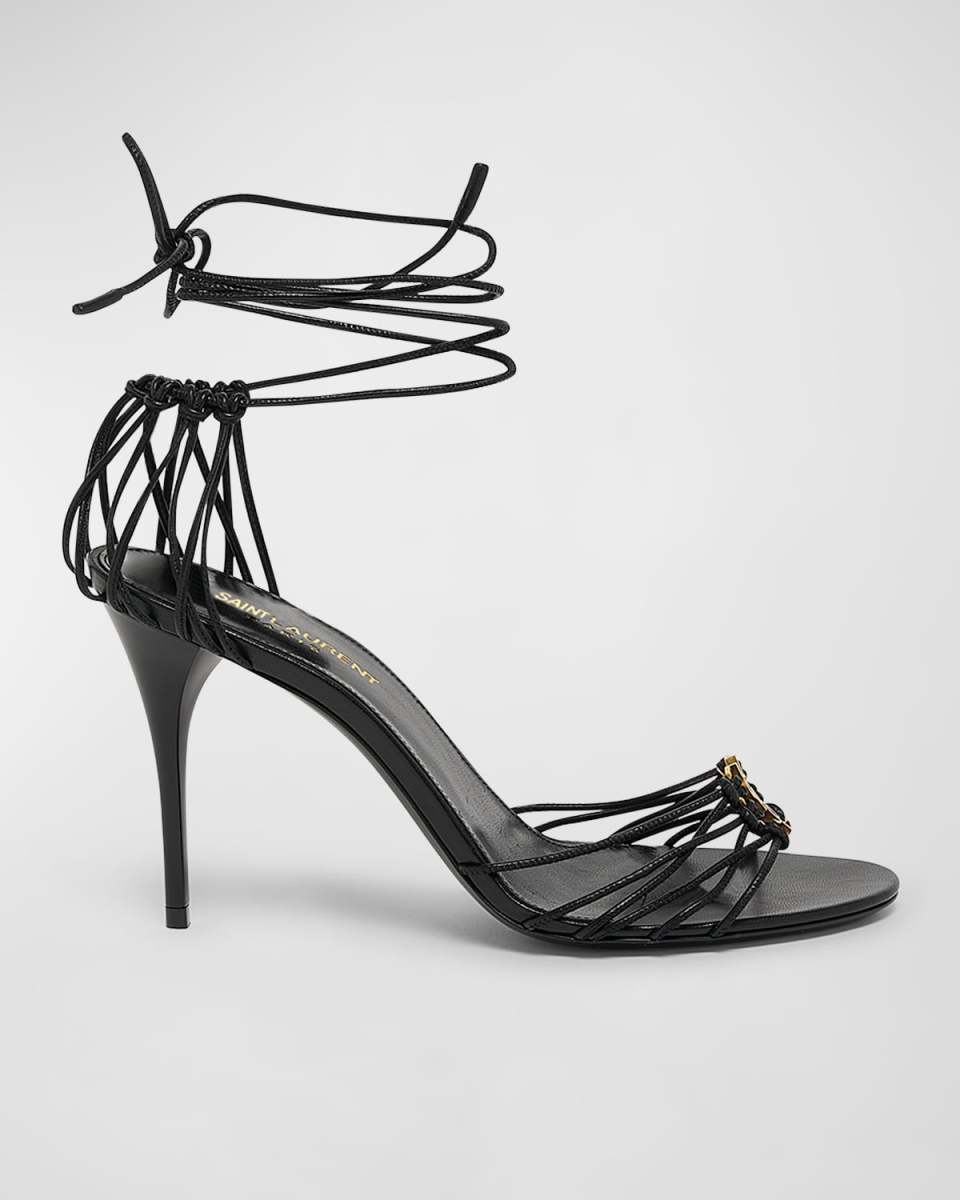 Jota Strappy YSL Ankle-Wrap Sandals