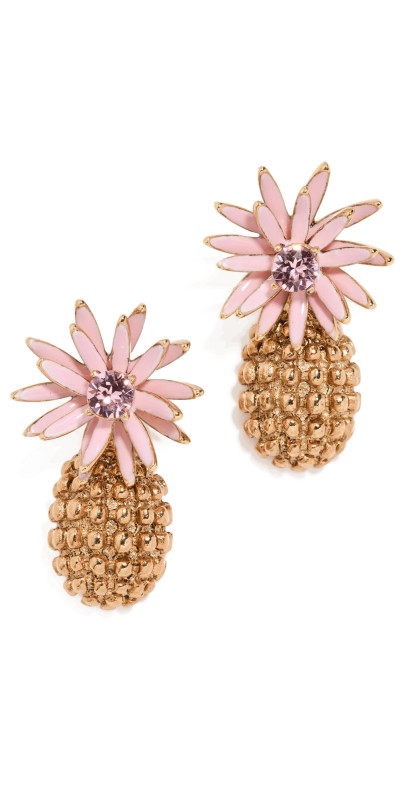 Oscar de la Renta Flower Post with Cactus Drop Earrings Pink