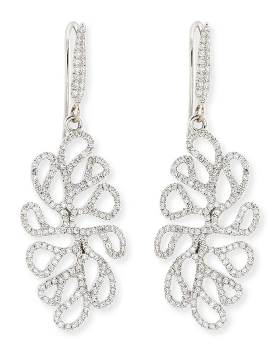 Sealeaf Collection 18k White Gold Diamond Earrings