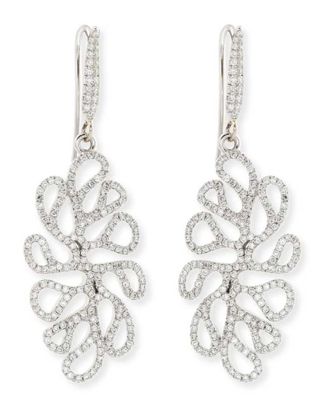 Sealeaf Collection 18k White Gold Diamond Earrings