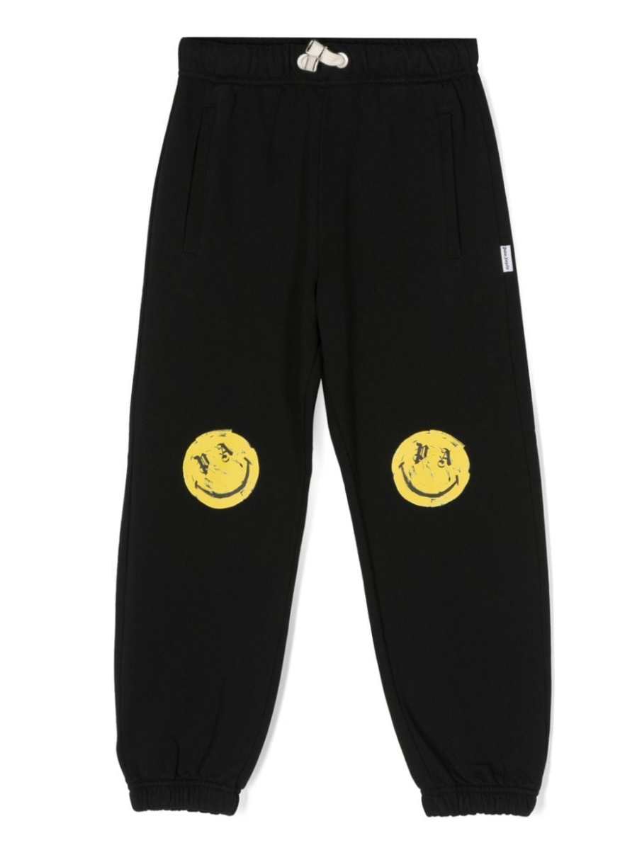 smiley face-print drawstring track pants