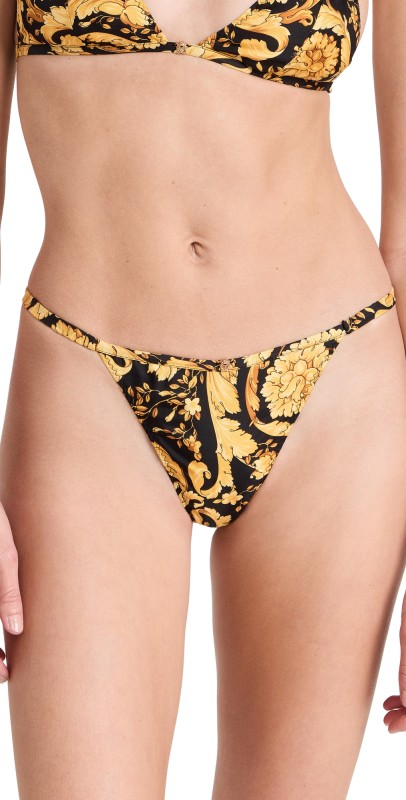 Versace Silk Thong Black/Gold