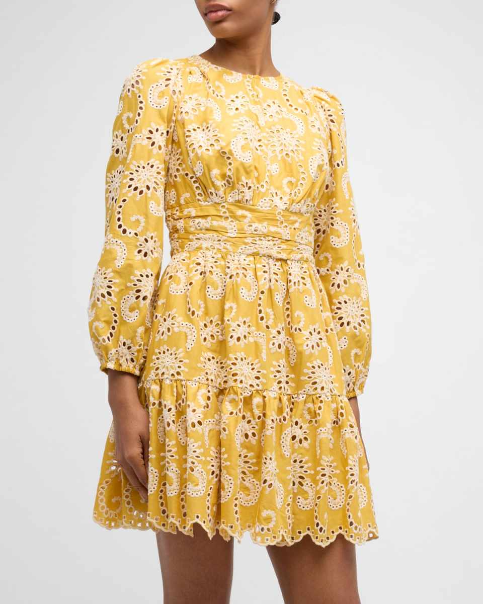 Costas Eyelet-Embroidered Cotton Mini Dress