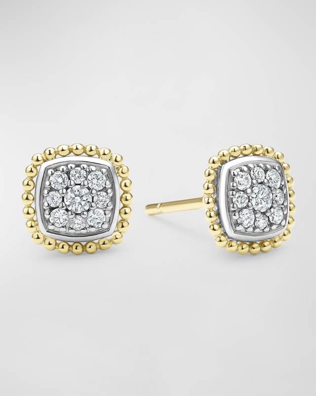Two Tone Caviar Diamond Stud Earrings