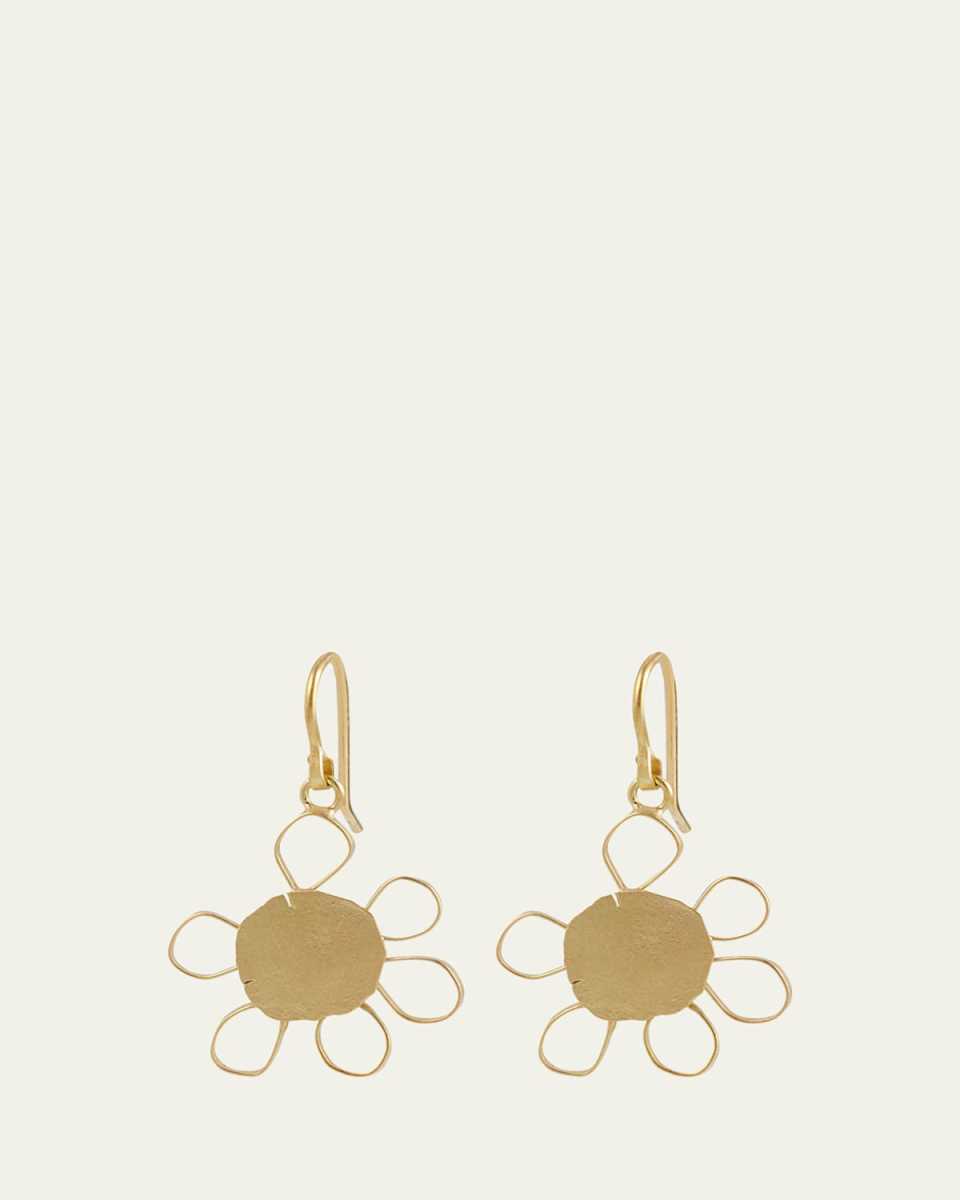 18K Yellow Gold Squash with Petals Flower Earrings