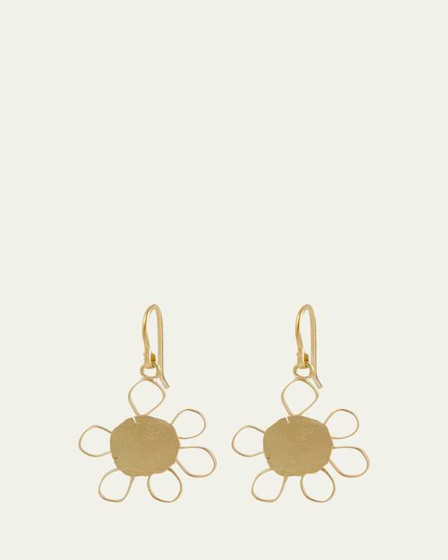 18K Yellow Gold Squash with Petals Flower Earrings