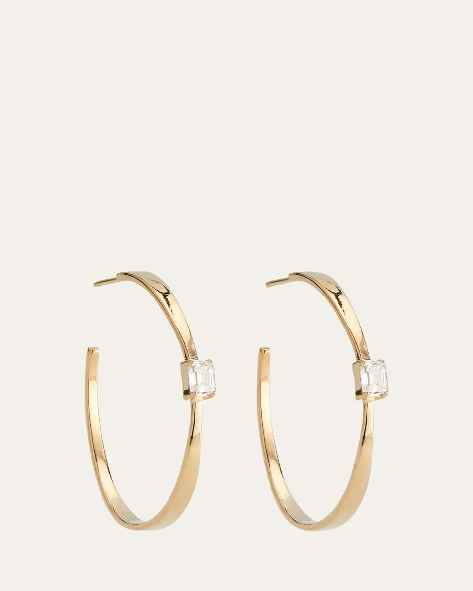 Small Solo Emerald Graduating Hoop Earrings, 32mm