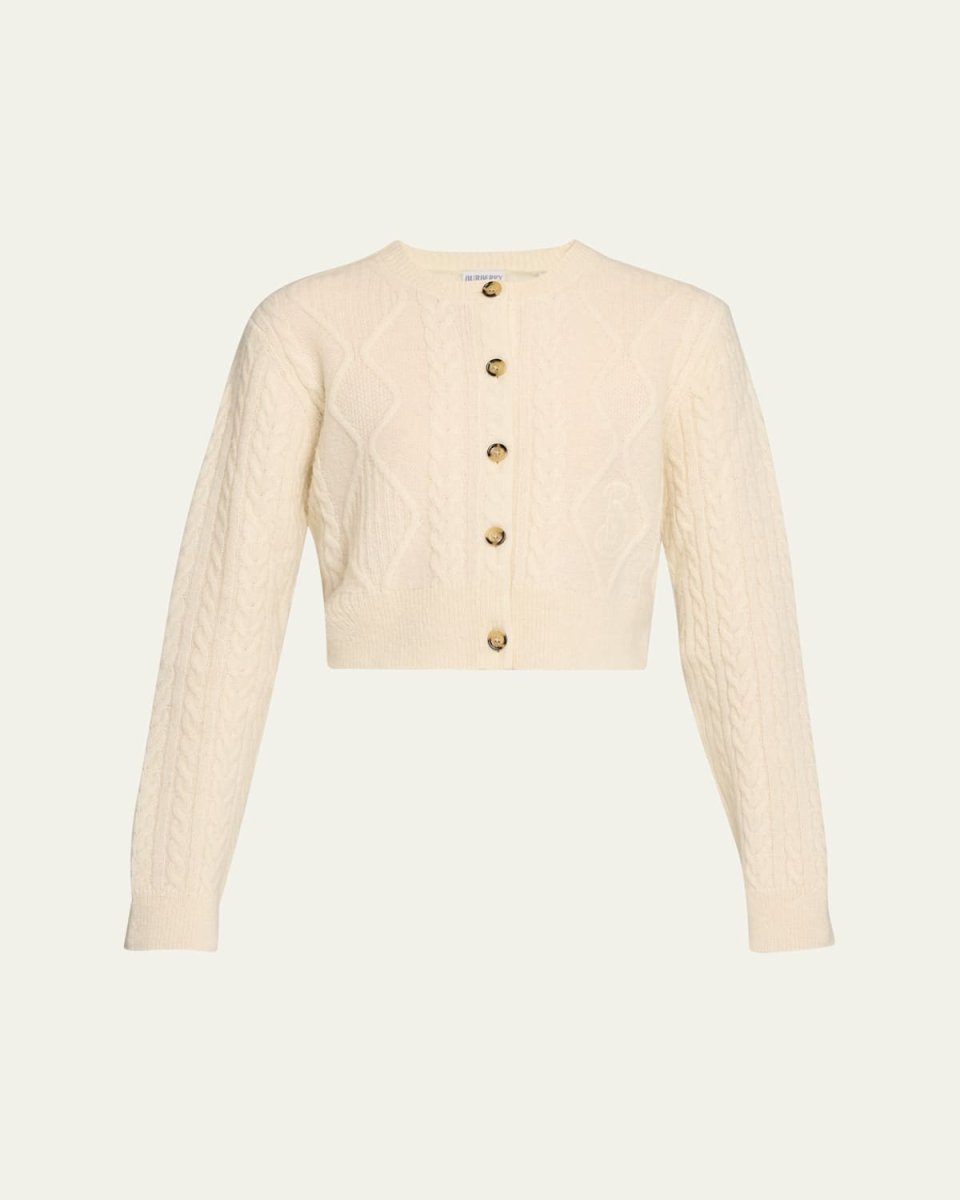 Cable Alpaca Cropped Cardigan Sweater