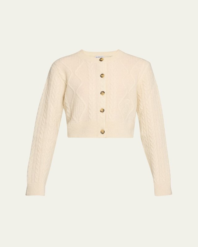 Cable Alpaca Cropped Cardigan Sweater