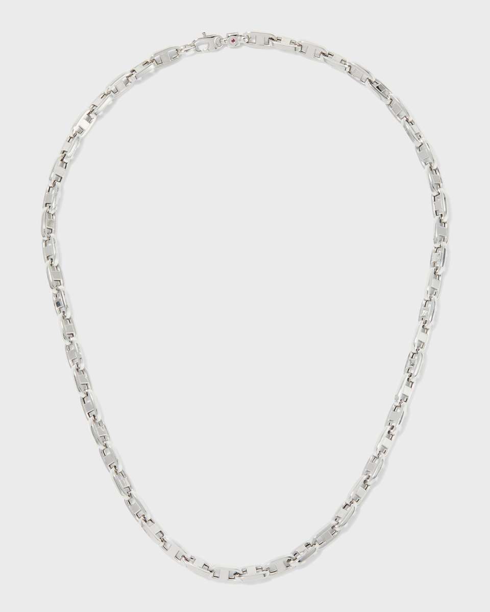 White Gold Anchor-Link Necklace, 24"L