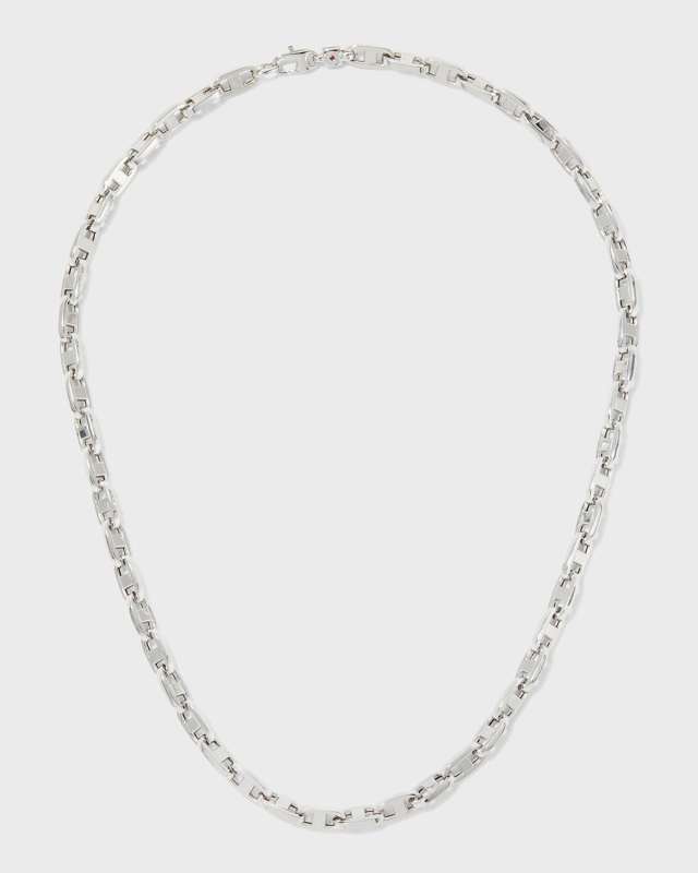 White Gold Anchor-Link Necklace, 24"L