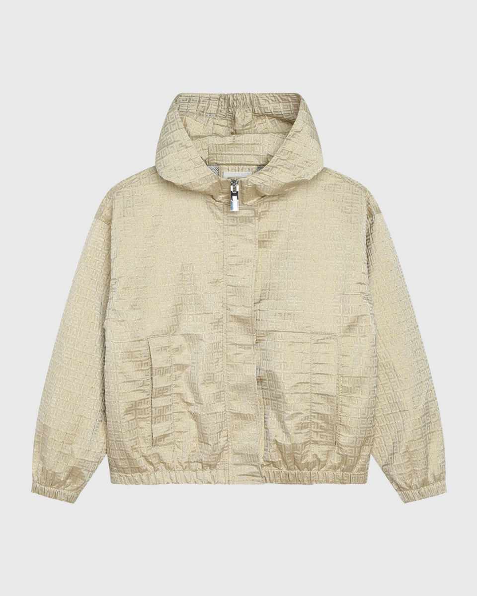 Girl's Golden Shimmer 4G Jacquard Hooded Windbreaker, Size 8-14