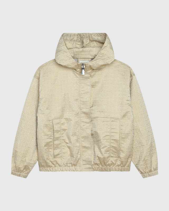 Girl's Golden Shimmer 4G Jacquard Hooded Windbreaker, Size 8-14