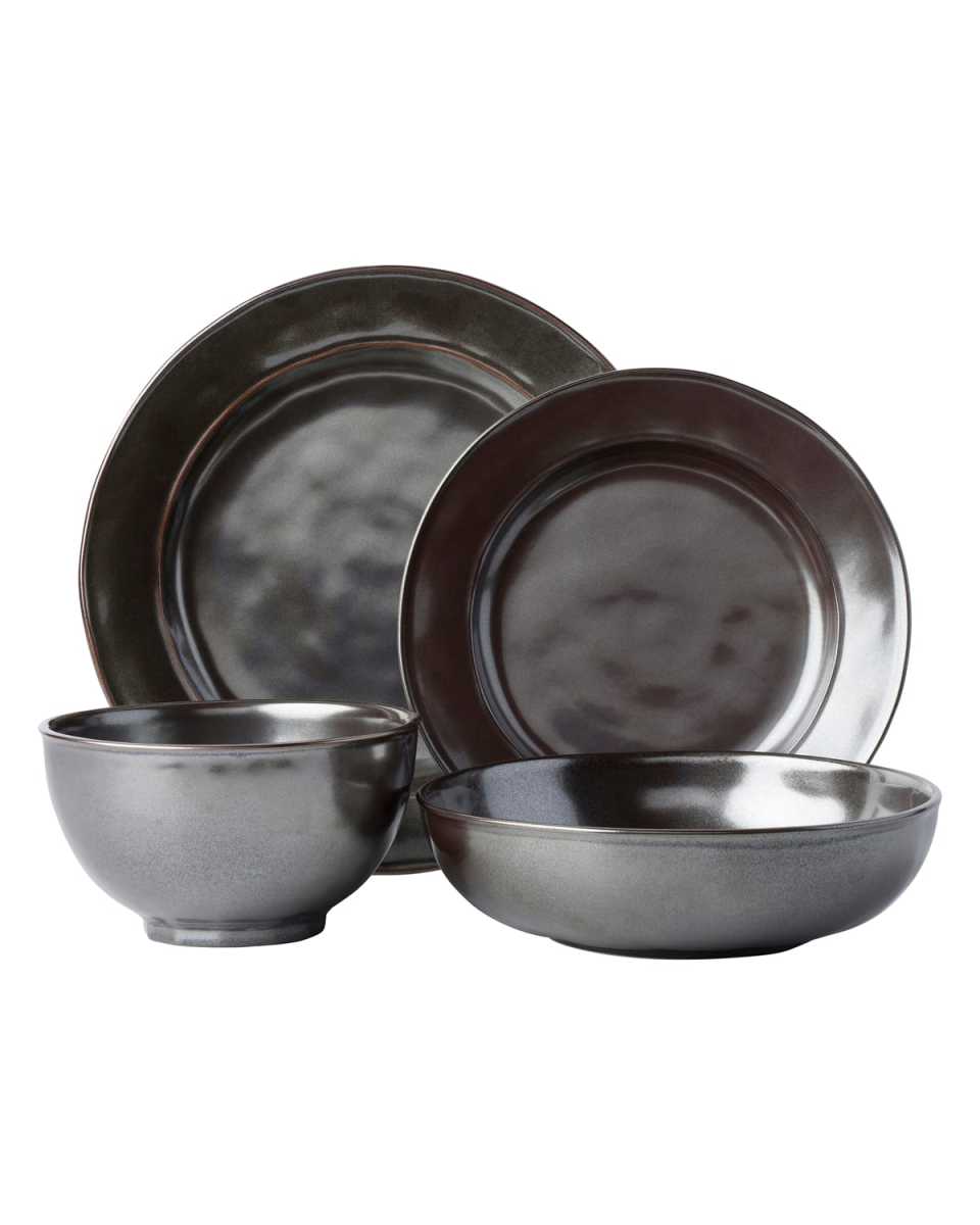 Pewter Stoneware 4pc Place Setting