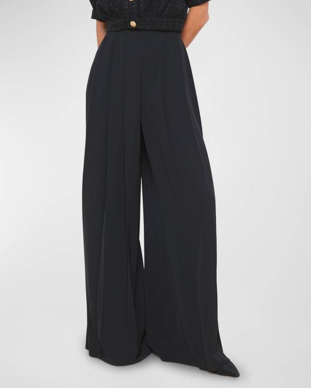 Nova Mid-Rise Wide-Leg Pleated Pants