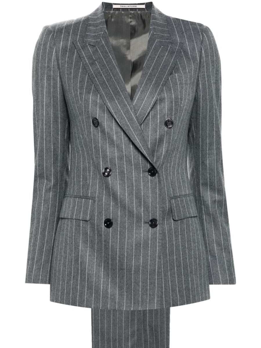 pinstriped double-breasted suit