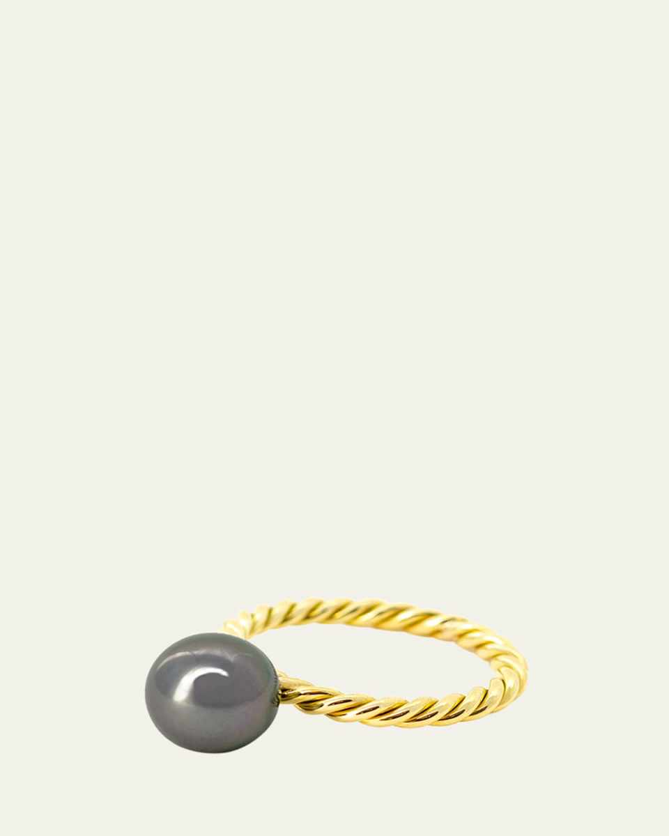 Tahitian Pearl Hand Twisted Ring, Size