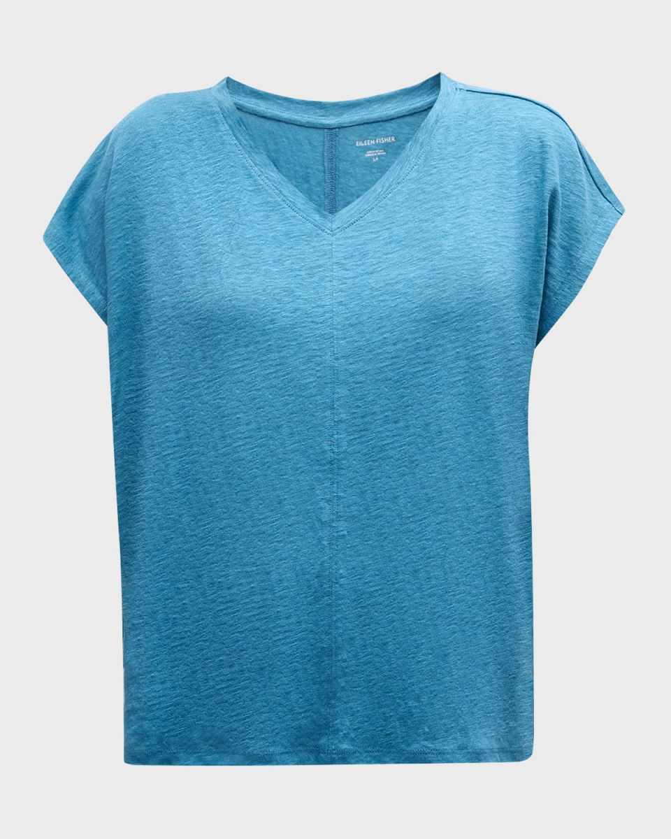V-Neck Organic Linen Jersey Tee