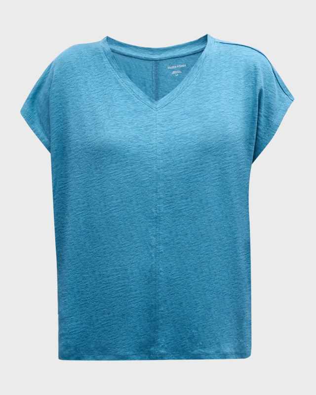 V-Neck Organic Linen Jersey Tee