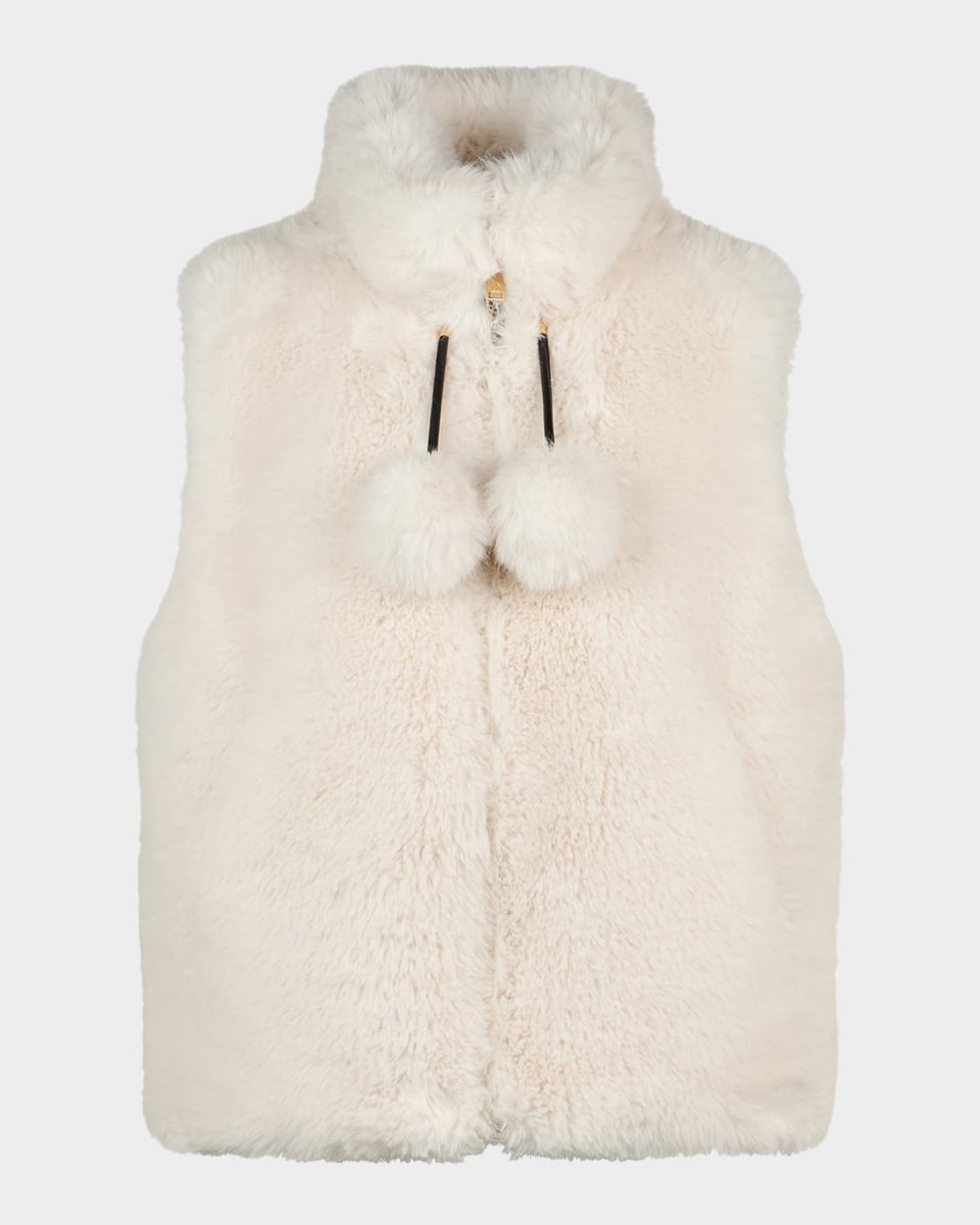 Ruby Faux Fur Vest with Gold Hardw