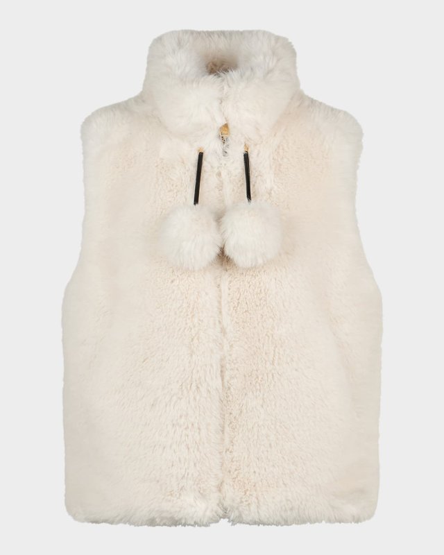Ruby Faux Fur Vest with Gold Hardw