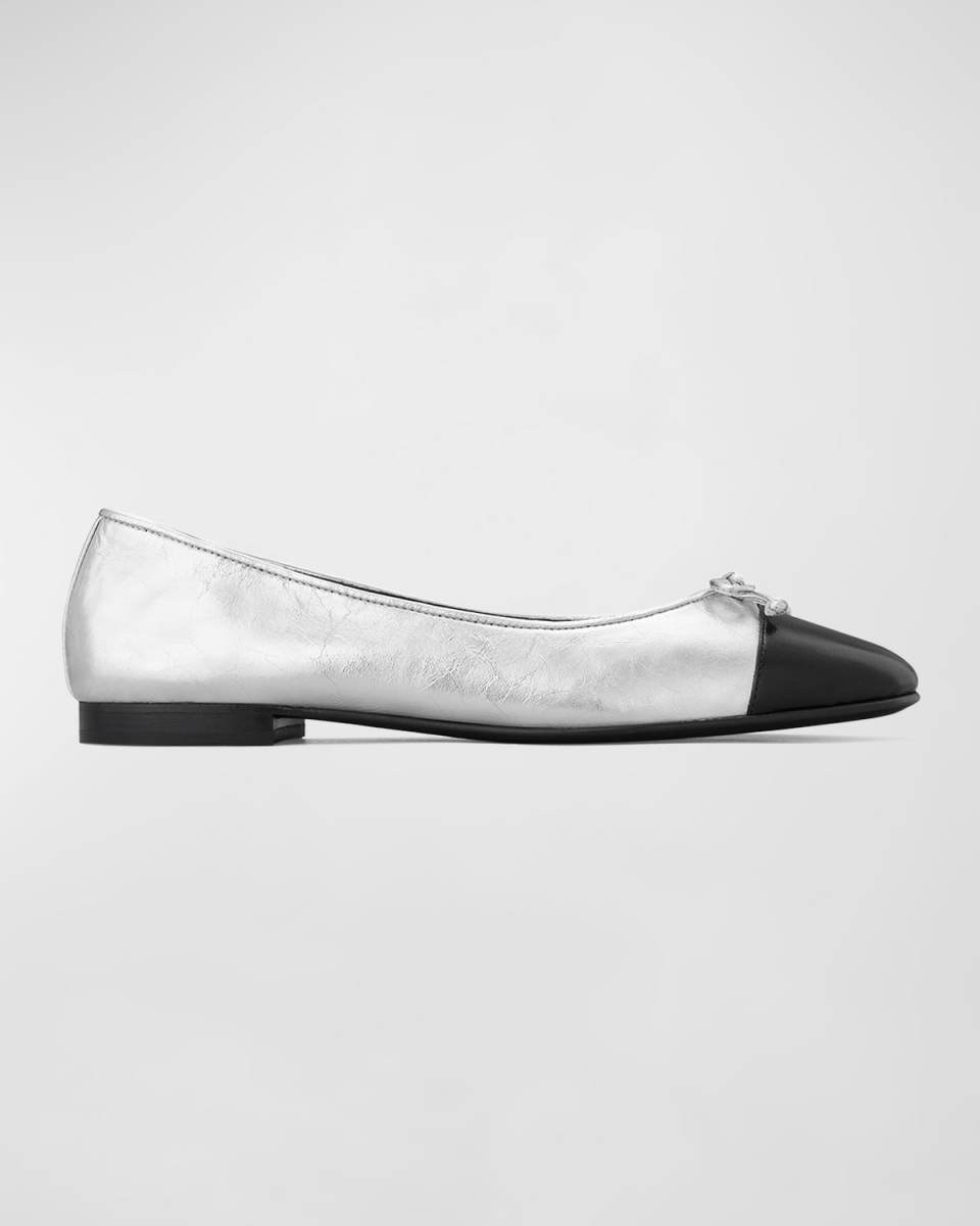 Bicolor Cap-Toe Ballerina Flats