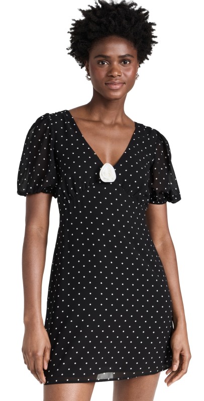 WAYF Mini Slip Dress Black Polka-Dot