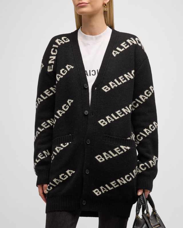 Button-Down Logo Knit Cardigan
