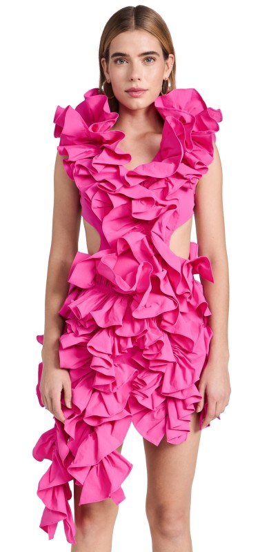 AKNVAS Olive Ruffle Dress Hibiscus