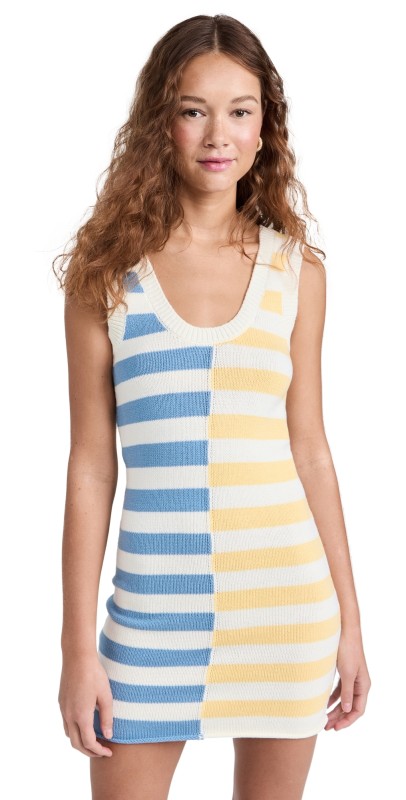 STAUD Mini Seashore Dress Buttercup Seashore Stripe