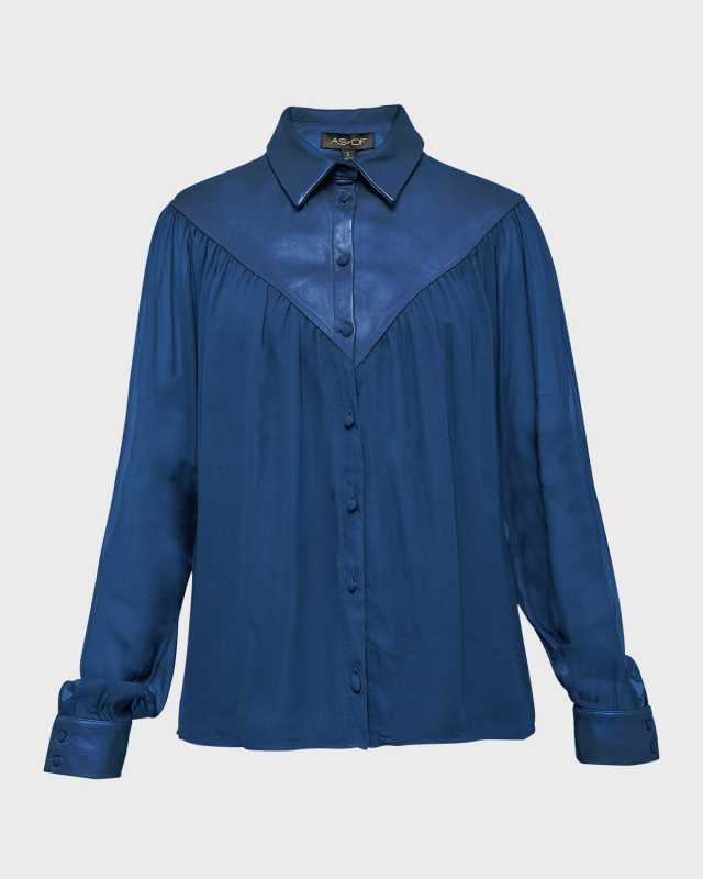 Jenna Button-Front Georgette Blous