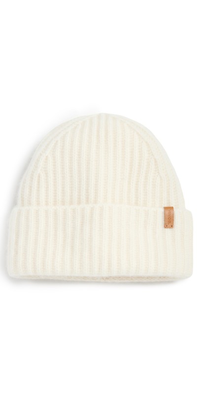 Vince Boiled Cashmere Chunky Cardigan Knit Hat Whit