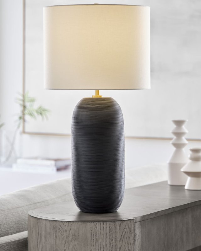 Fanny Slim Table Lamp In Matte White Ceramic By Hable