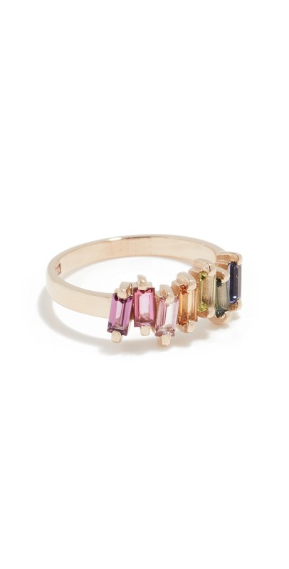 Kalan by Suzanne Kalan Baguette Ring Yellow Gold/Rainbow