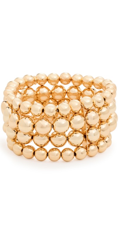Kenneth Jay Lane Round Bead Stretch Bracelet Gold