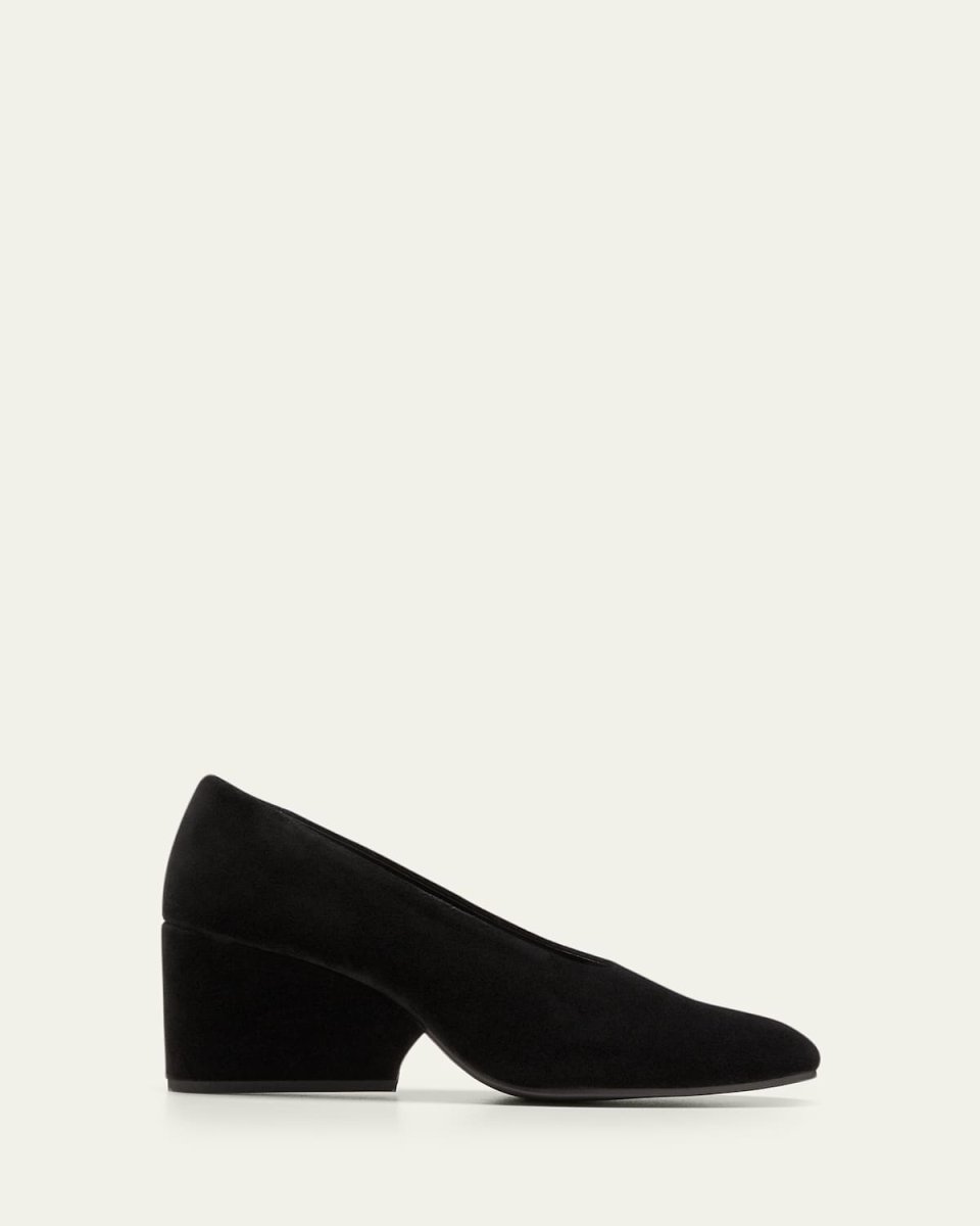 Velveteen Block-Heel Pumps