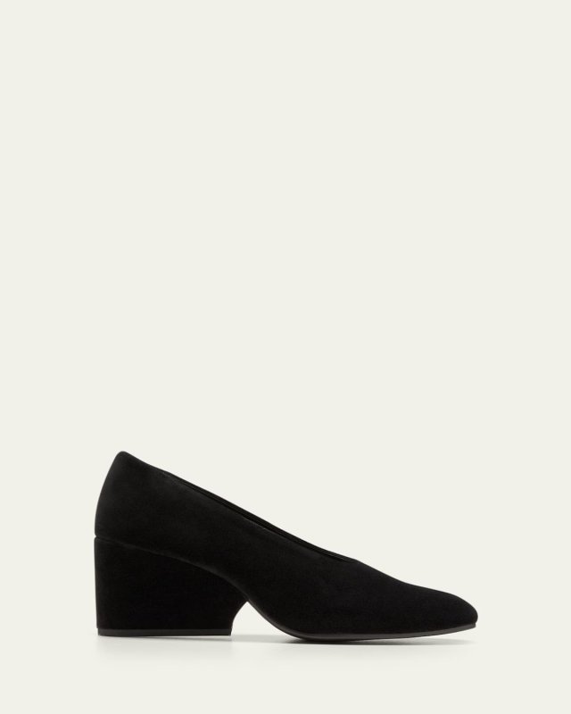 Velveteen Block-Heel Pumps