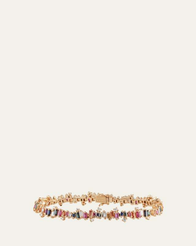 Bold Burst Rainbow Sapphire Tennis Bracelet