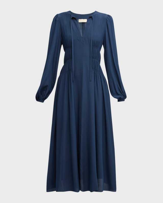 Rouen Silk Crepe De Chine Midi Dress