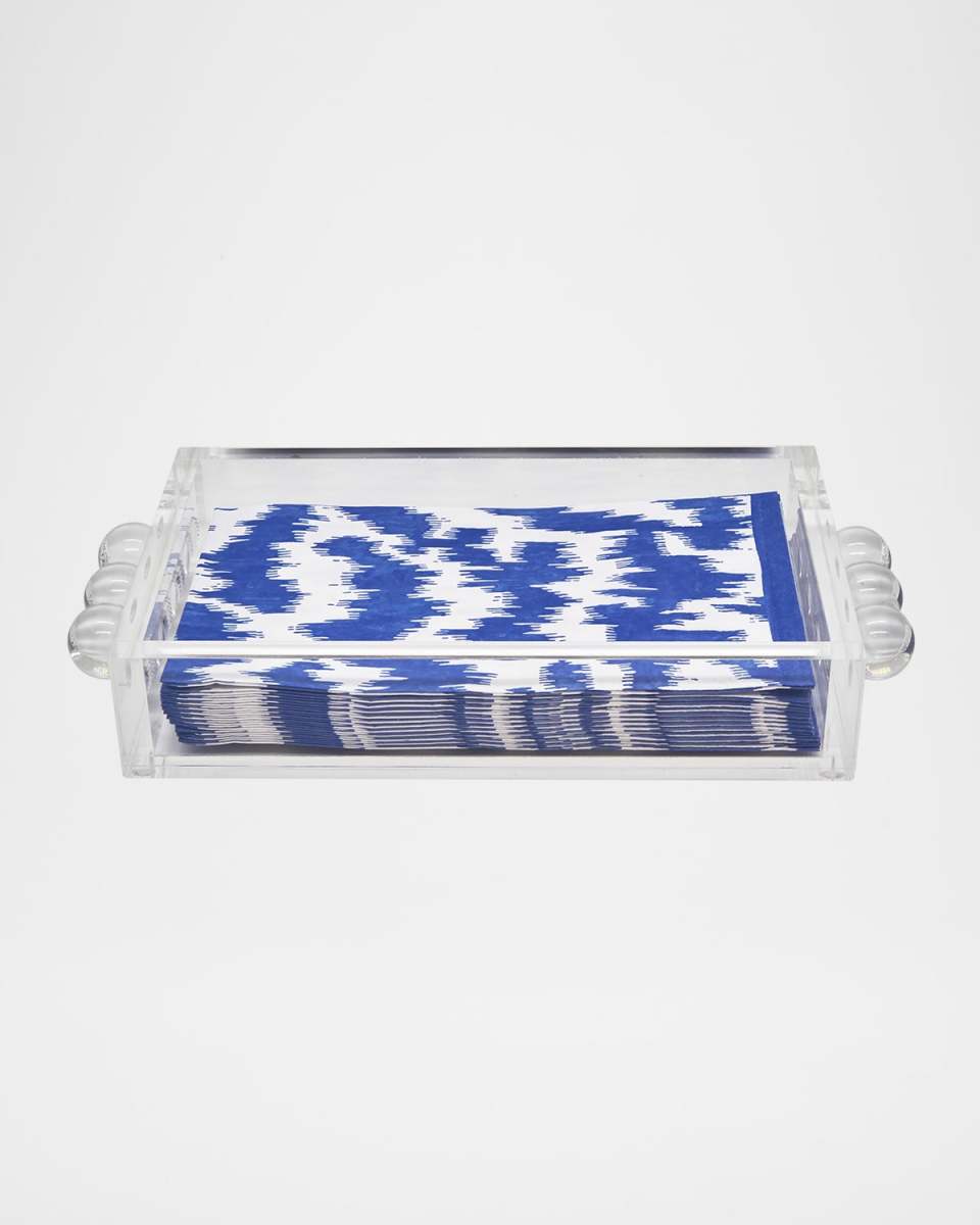Clear Lucite Guest Towel Napkin Tray with Bubbles