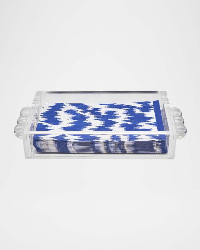 Clear Lucite Guest Towel Napkin Tray with Bubbles