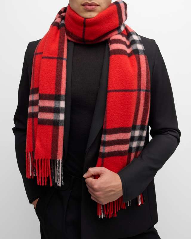 Men's Cashmere Giant Check Scarf