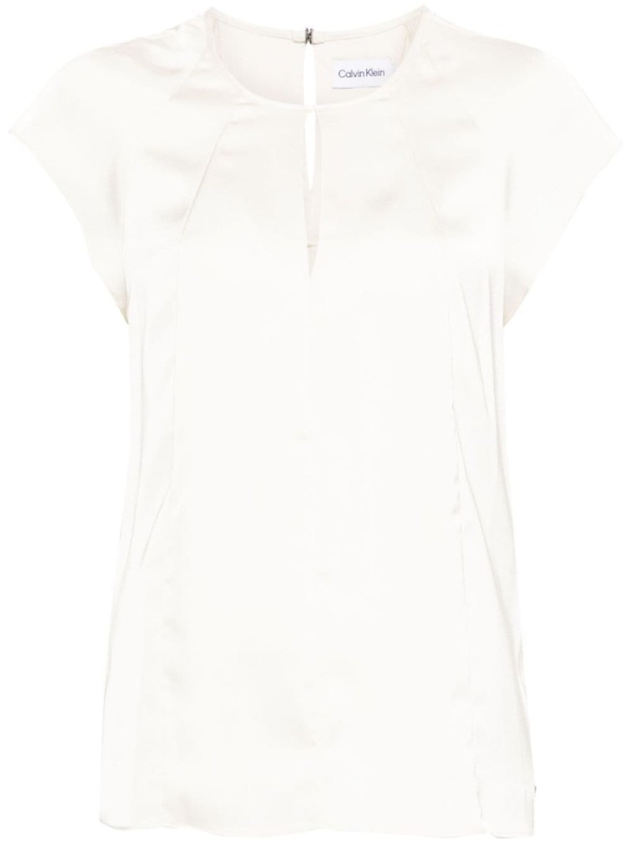 keyhole-neck satin blouse