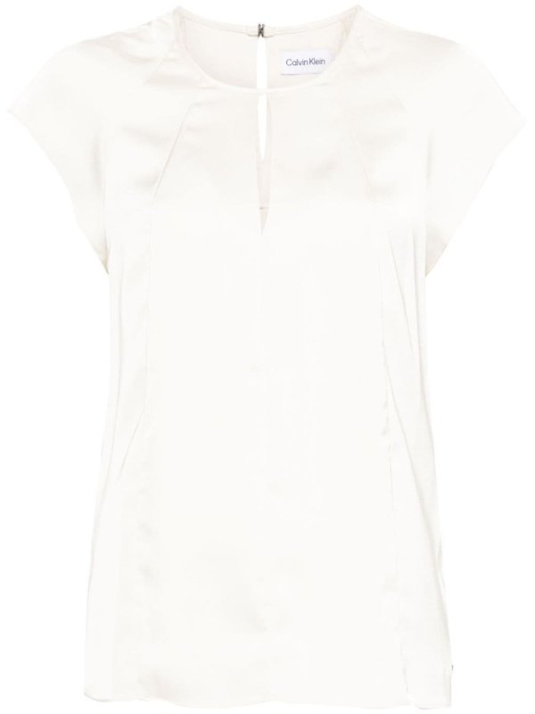 keyhole-neck satin blouse