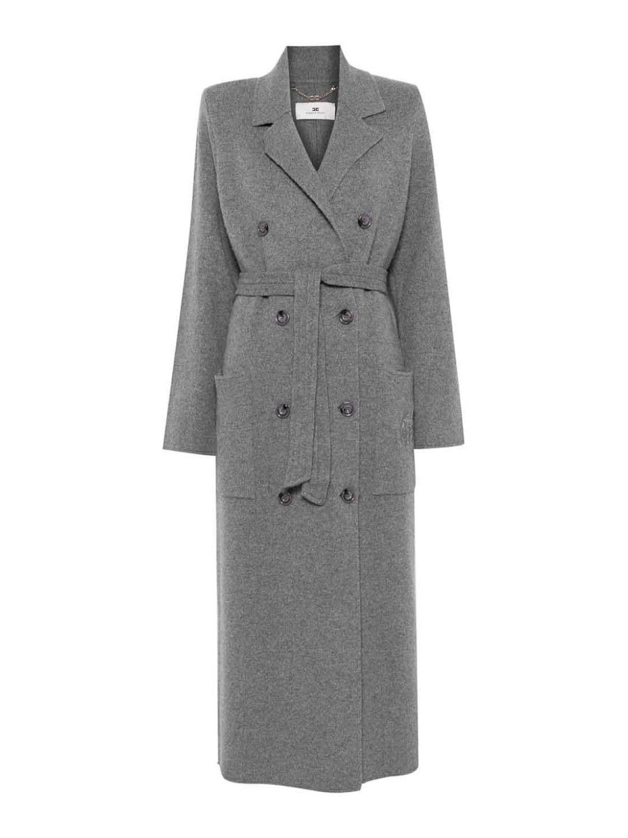 Elisabetta Franchi Manteau Court - Gris