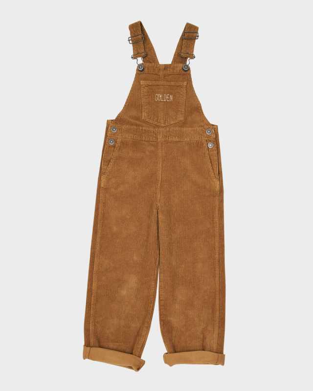 Girl's Corduroy Logo-Print Overalls, Size