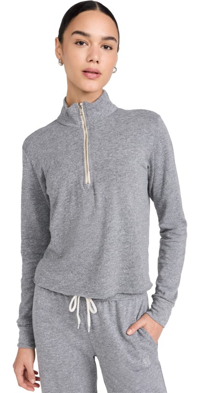 MONROW Vintage Fleece Half Zip Sweatshirt Granite