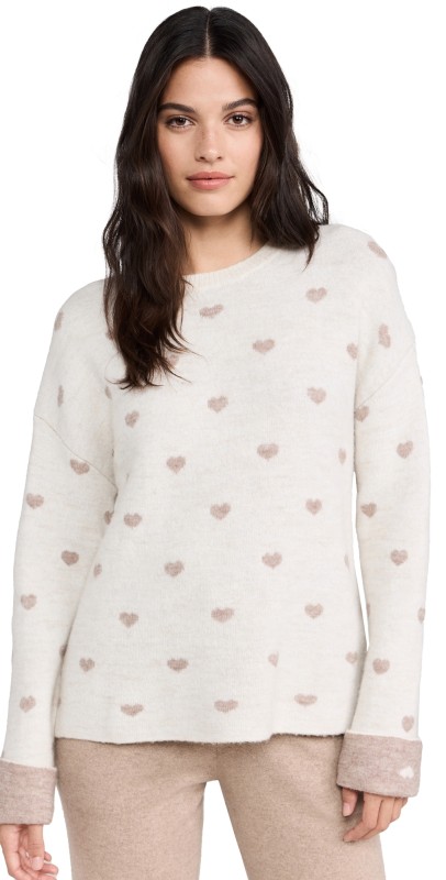 Splendid Lolly Hearts Sweater Oat Hthr/Twny H