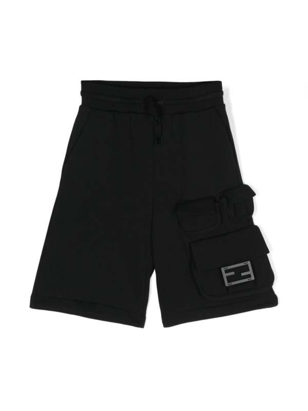 logo-plaque cotton track shorts